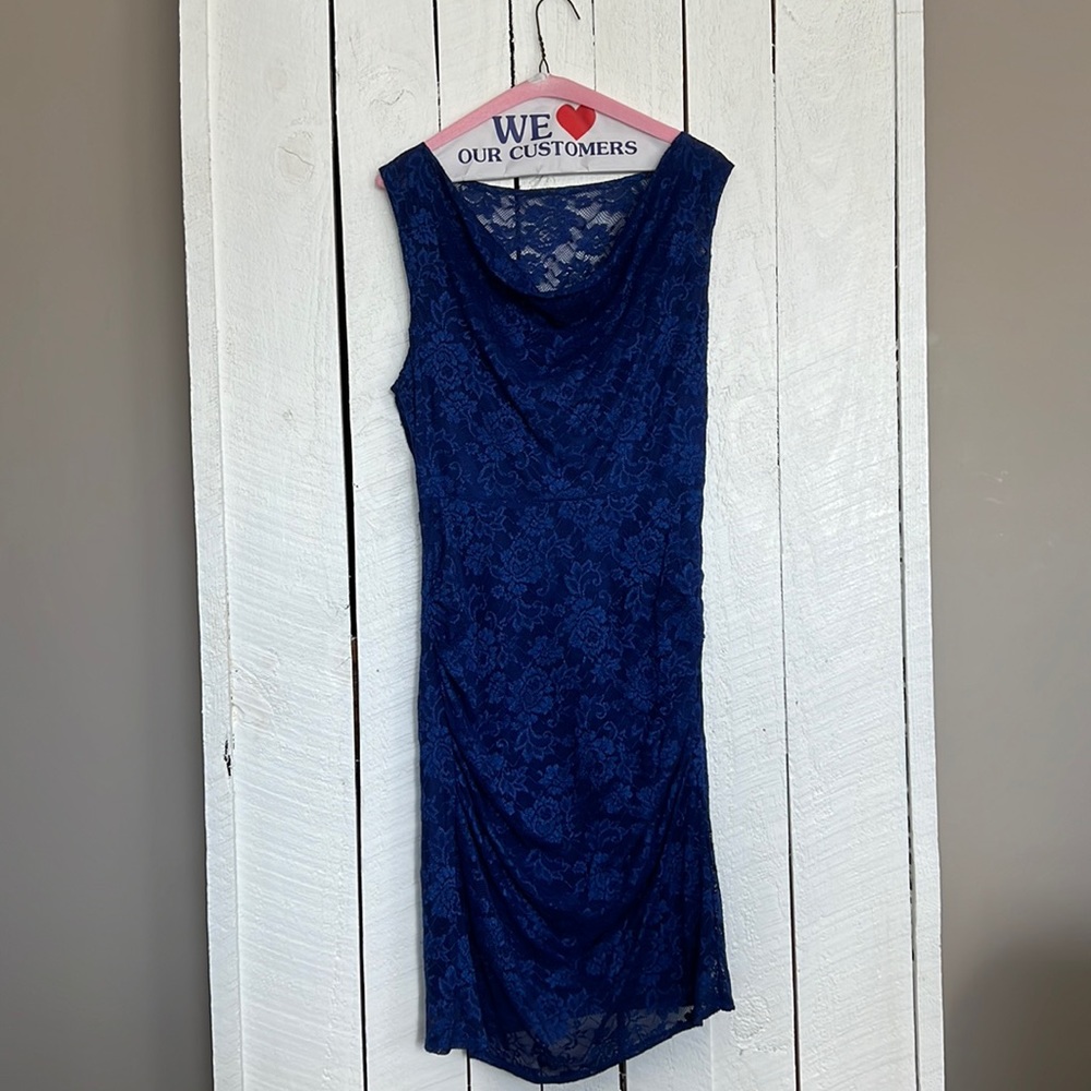 Blue Floral Overlay Dress